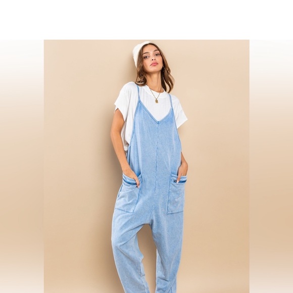 Mineral Washed French Terry Harem Jumpsuit - Picture 5 of 8